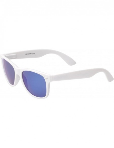 Square Retro Square Fashion Sunglasses in Black Frame Blue Lenses - White Blue - CL11OJA1011 $12.18