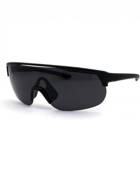 Oversized Flat Top Warp Shield Sport Robotic Plastic Sunglasses - Matte Black - CZ19623DAD5 $14.68