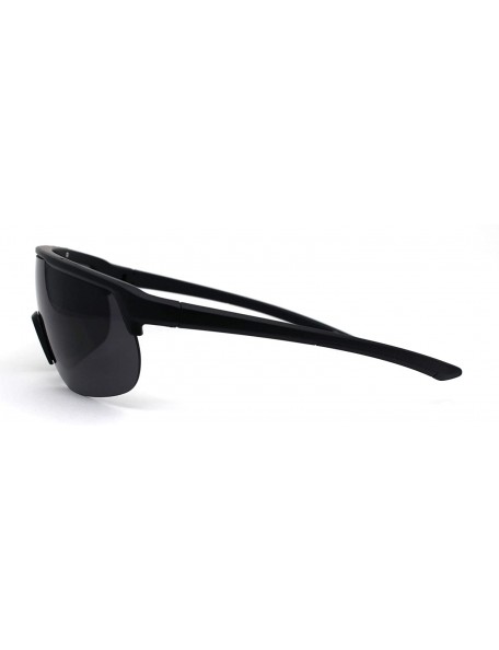 Oversized Flat Top Warp Shield Sport Robotic Plastic Sunglasses - Matte Black - CZ19623DAD5 $14.68