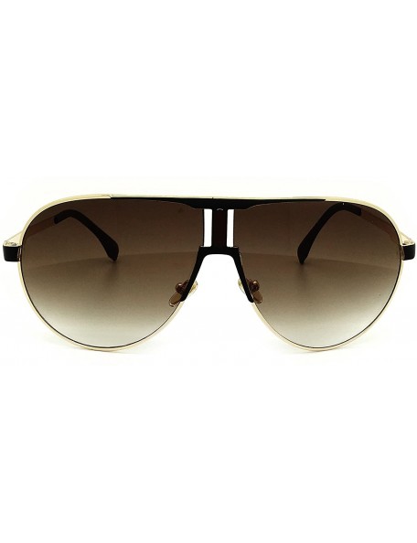 Aviator 7175-1 Premium Oversized Teardrop Aviator Matte Finish Metal Frame Flat Top Sunglasses - Brown - C918R9ELQ32 $16.98