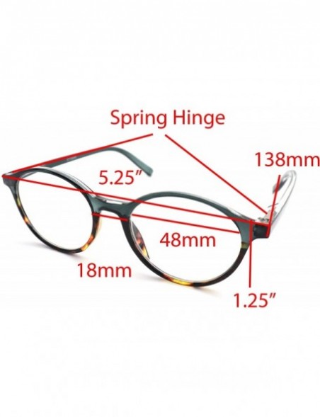 Round shoolboy fullRim Lightweight Reading spring hinge Glasses - Z1 Shiny Green Tortoise 2 Tone - CN18TUESN9W $21.95