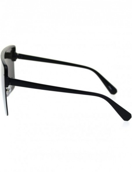 Rectangular Halfrim Oversize Square Rectangular Shield Racer Sunglasses - Matte Black Silver Mirror - CY18S4T4AES $14.31