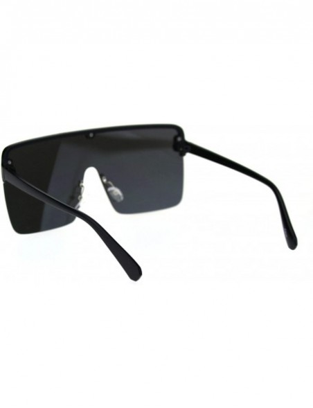 Rectangular Halfrim Oversize Square Rectangular Shield Racer Sunglasses - Matte Black Silver Mirror - CY18S4T4AES $14.31