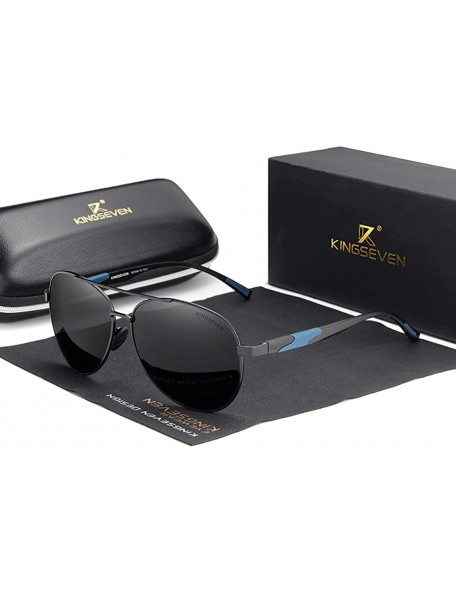 Aviator Genuine aviator sunglasses men fashion polarized UV400 ultra light Al-Mg - Black/Gray - CK18ZWMMLZU $34.36