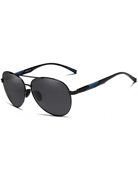 Aviator Genuine aviator sunglasses men fashion polarized UV400 ultra light Al-Mg - Black/Gray - CK18ZWMMLZU $34.36