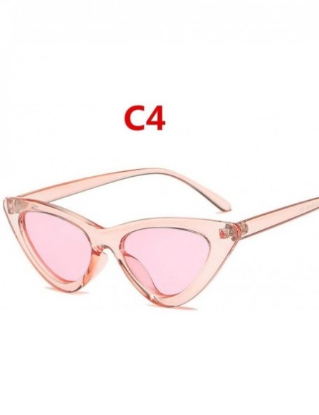 Cat Eye 2020 Fashion Sunglasses Woman Vintage Retro Triangular Cat Eye Glasses Transparent Ocean Uv400 (Color C4) - C4 - C419...