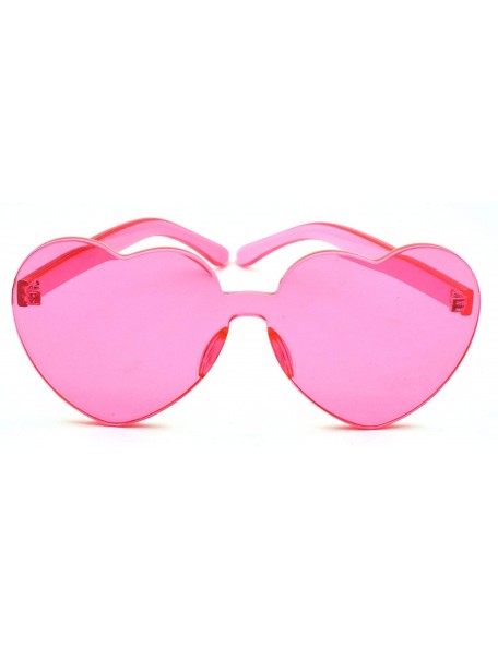 Rimless Love Heart Shaped Sunglasses for Women - Pink - CW18XG7E9UC $8.70