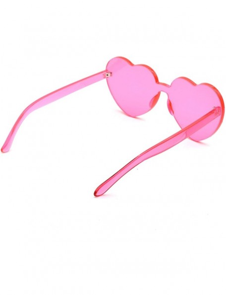 Rimless Love Heart Shaped Sunglasses for Women - Pink - CW18XG7E9UC $8.70