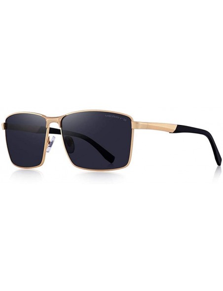 Aviator DESIGN Men Classic Rectangle Sunglasses HD Polarized Sun Glasses For C01 Black - C04 Gold - CR18XEC5ZND $12.85