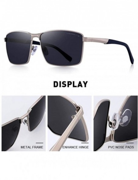 Aviator DESIGN Men Classic Rectangle Sunglasses HD Polarized Sun Glasses For C01 Black - C04 Gold - CR18XEC5ZND $12.85