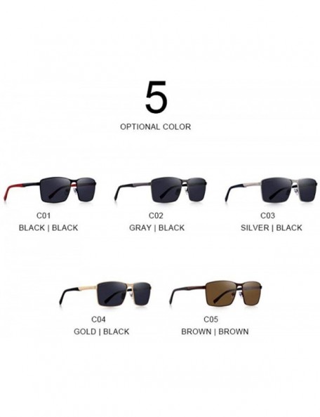 Aviator DESIGN Men Classic Rectangle Sunglasses HD Polarized Sun Glasses For C01 Black - C04 Gold - CR18XEC5ZND $12.85