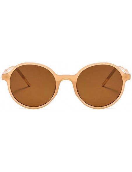 Round Women Fashion Eyewear Round Beach 21SUNglasses with Case UV400 Protection - Jelly Brown Frame/Brown Lens - CV18WQCN46K ...