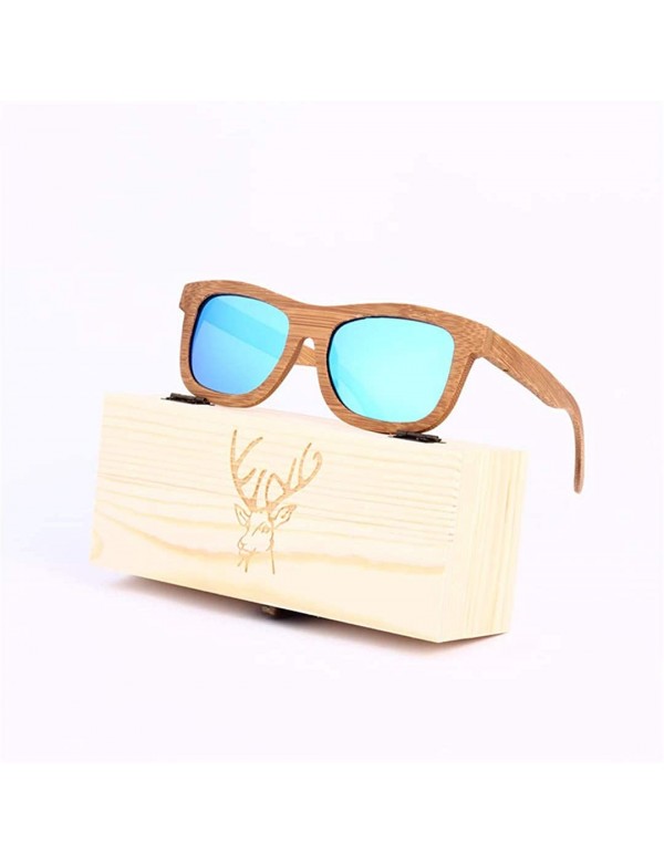 Square Ladies Sunglasses Women Polarized Retro Vintage Sun Glasses Men Wood Bamboo Sunglasses Designer Square Glasses - CC18X...