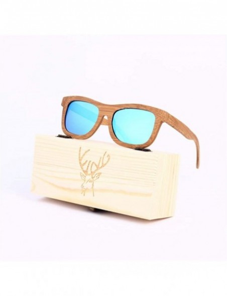 Square Ladies Sunglasses Women Polarized Retro Vintage Sun Glasses Men Wood Bamboo Sunglasses Designer Square Glasses - CC18X...