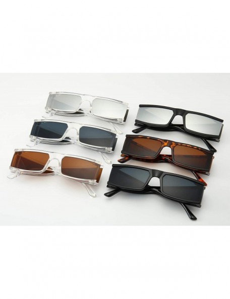 Wrap Small Rectangle Sunglasses Furturistic Rectangular Wrap Around Clout Goggles - White Frame Brown Lens - C41943Q5HGN $9.05