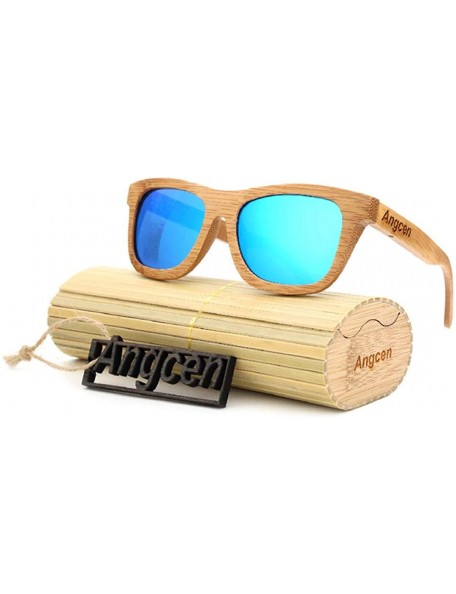 Square Ladies Sunglasses Women Polarized Retro Vintage Sun Glasses Men Wood Bamboo Sunglasses Designer Square Glasses - CC18X...