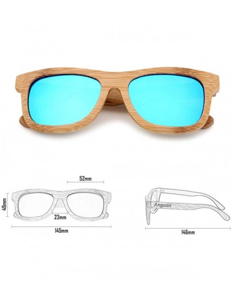 Square Ladies Sunglasses Women Polarized Retro Vintage Sun Glasses Men Wood Bamboo Sunglasses Designer Square Glasses - CC18X...