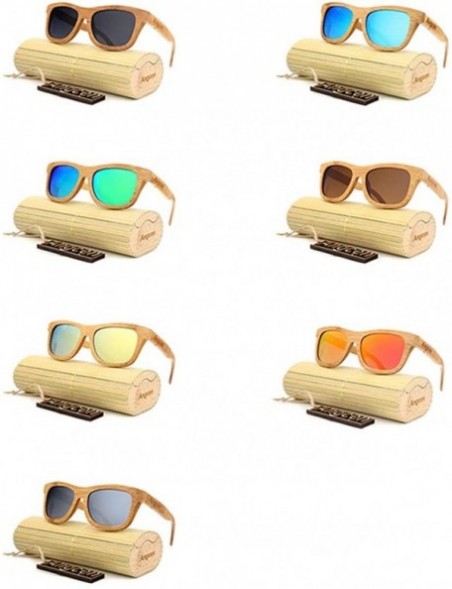 Square Ladies Sunglasses Women Polarized Retro Vintage Sun Glasses Men Wood Bamboo Sunglasses Designer Square Glasses - CC18X...