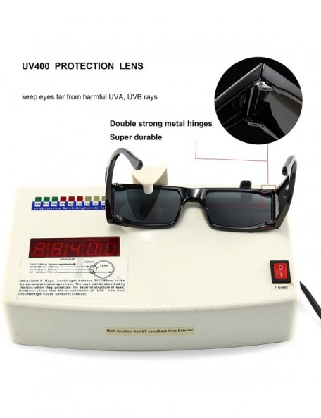 Wrap Small Rectangle Sunglasses Furturistic Rectangular Wrap Around Clout Goggles - White Frame Brown Lens - C41943Q5HGN $9.05