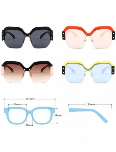 Semi-rimless Semi Rimless Sunglasses For Women Trendy Candy Color Designer Glasses - C1 - CK18CQGO7OU $8.01