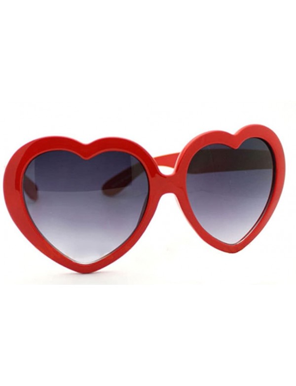 Oversized Women's Summer Fashion Heart-Shaped Plastic Frame Retro Sunglasses - Red - CL11LLKCHFL $9.06