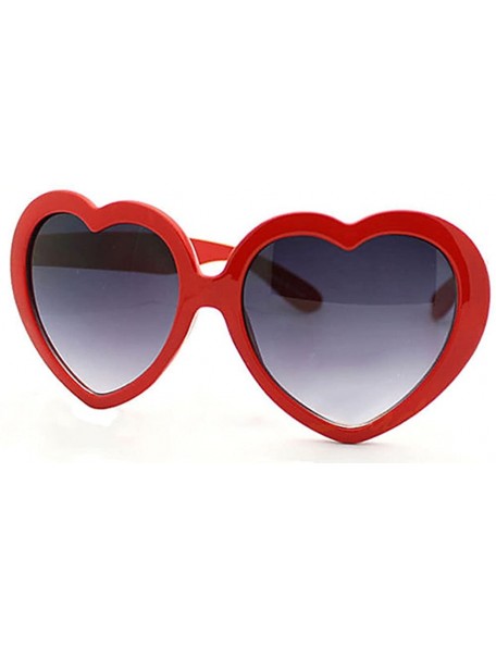 Oversized Women's Summer Fashion Heart-Shaped Plastic Frame Retro Sunglasses - Red - CL11LLKCHFL $9.06