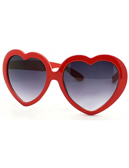 Oversized Women's Summer Fashion Heart-Shaped Plastic Frame Retro Sunglasses - Red - CL11LLKCHFL $9.06