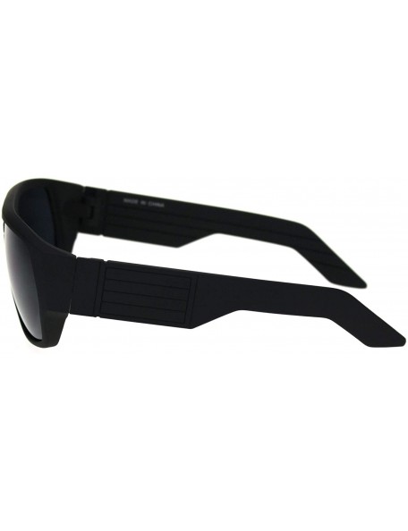 Rectangular Mens Flat Top Squared Futuristic Mobster Rectangular Racer Sunglasses - Matte Black - CS18R7LT9TQ $7.14