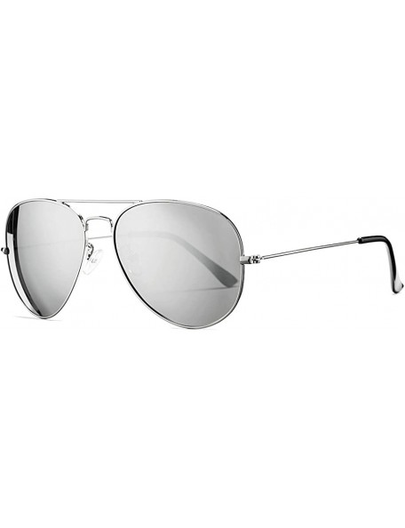 Oversized Classic Polarized Aviator Sunglasses for Men Women Mirrored UV400 Protection Lens Metal Frame - CE18SL3G2ZQ $17.76