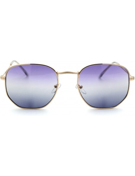 Rectangular Mens Hippie Pimp Tiedye Lens Rectangular Dad Metal Rim Sunglasses - Gold Purple Black - CV18UIRSOGW $14.42