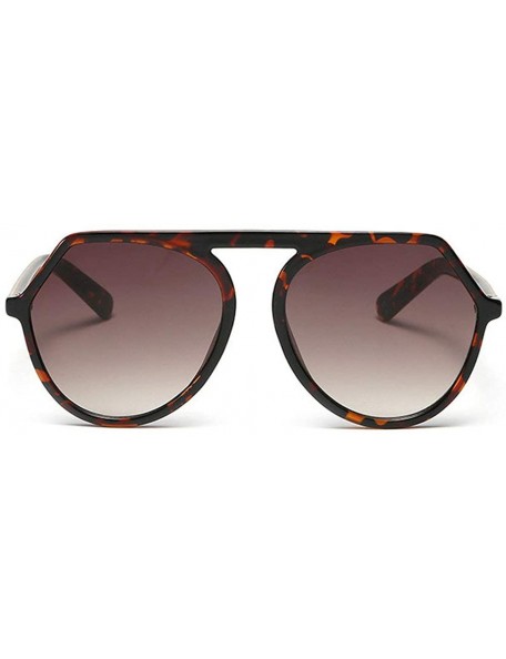 Round Retro Built-in Metal Feet Sunglasses Round Men Women Fashion Pilot Shades Glasses UV400 - Leopard - CF194QTGLNA $9.81