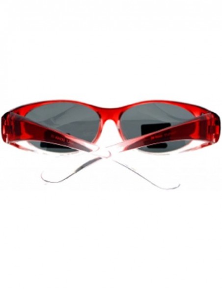 Round 2 Womens Polarized Rhinestone Fit Over Ombre Sunglasses Wear Over Eyeglasses - 1 Red Black / 1 Blue Black - C912K34HMZP...