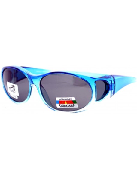 Round 2 Womens Polarized Rhinestone Fit Over Ombre Sunglasses Wear Over Eyeglasses - 1 Red Black / 1 Blue Black - C912K34HMZP...