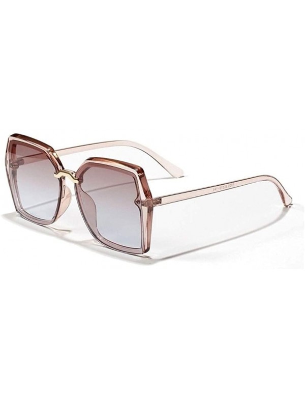 Oversized Square Oversize Sunglasses for Women Gradient Shades Polygon Eyewear UV400 - Tea Blue - C71906E9GYK $11.12