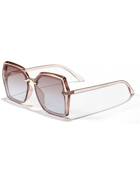 Oversized Square Oversize Sunglasses for Women Gradient Shades Polygon Eyewear UV400 - Tea Blue - C71906E9GYK $11.12