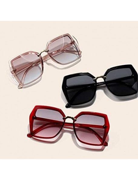 Oversized Square Oversize Sunglasses for Women Gradient Shades Polygon Eyewear UV400 - Tea Blue - C71906E9GYK $11.12