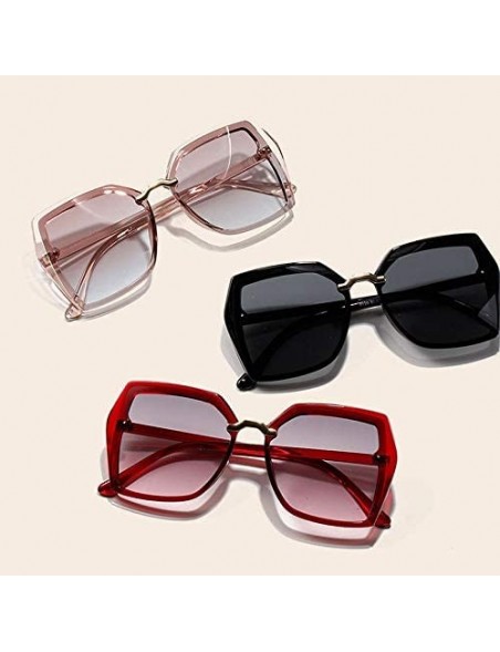 Oversized Square Oversize Sunglasses for Women Gradient Shades Polygon Eyewear UV400 - Tea Blue - C71906E9GYK $11.12