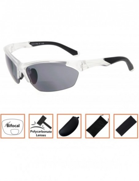 Sport Retro Mens Womens Sports Half-Rimless Bifocal Sunglasses - Matte Transparent - CB189AK8WSE $22.34