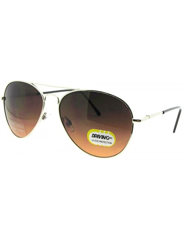 Aviator Aviator Amber Driving Lens Sunglass AV12 - Silver Frame-amber Lenses - C618DWQ8ZGR $10.50