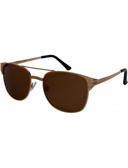 Rectangular Horned Rimmed Sunnies w/Polarized Lens 5109-P - Gold - CO185XG05D4 $11.18