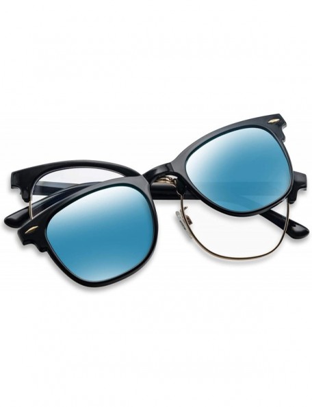 Semi-rimless Polarized Clip On Sunglasses with Clear Lens Blue Light Blocking Glasses - CC18LXYDX9W $16.60