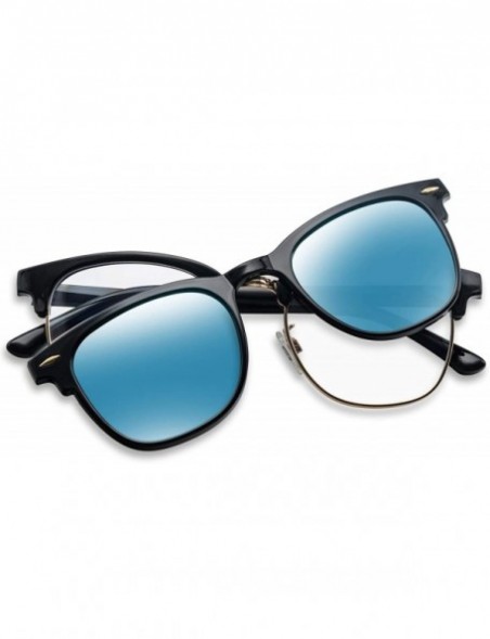 Semi-rimless Polarized Clip On Sunglasses with Clear Lens Blue Light Blocking Glasses - CC18LXYDX9W $16.60