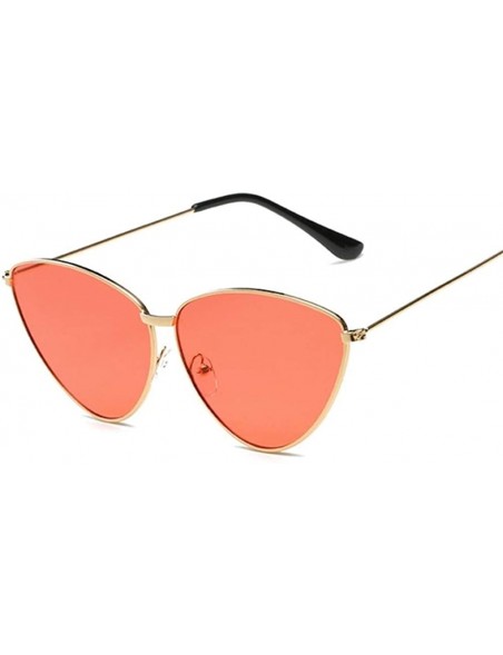 Cat Eye Women Metal Frame Cat Eye Sunglasses UV400 Mirror Sun Glasses Female Vintage Eyewear - Goldred - CY199GCCG3T $9.40