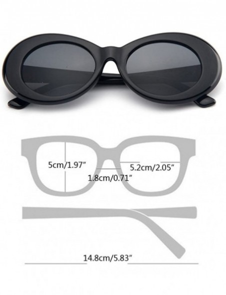 Oval Retro Unisex Sunglasses UV400 - Resin Oval Lens + Plastic Frame Clout Goggles - Black&transparent Red - CC1882DXIOW $7.98