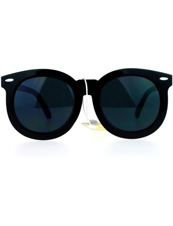 Wayfarer Unique Flat Lens Round Horn Rim Horned Sunglasses - Black - CN127A9V4BX $9.17