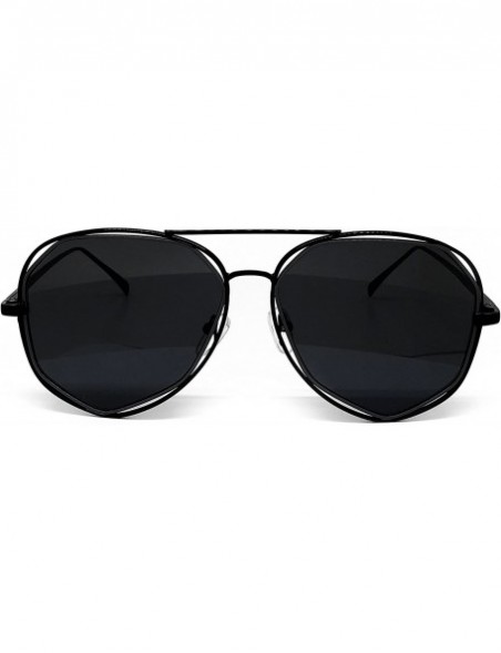 Oversized 6554 Premium Retro Womens Mens Mirror Funky Fashion Geometric Revo Candy Flat Top Aviator Sunglasses - Premium - C9...