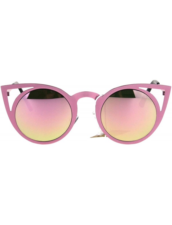 Cat Eye Womens Metal Bat Shape Cat Eye Round Circle Lens Sunglasses - Pink - CB17YKH4T0Z $10.55