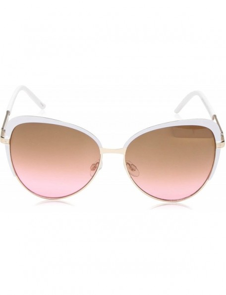 Shield Women's R573 Metal Cat-Eye Sunglasses with 100% UV Protection - 60 mm - Gold & White - CT129HH0S3H $45.58