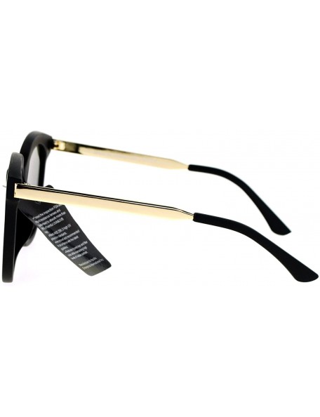 Rectangular Flat Color Mirror Lens Metal Arm Rectangular Thick Horn Rim Sunglasses - Blue Revo - C912K07R5WZ $14.26