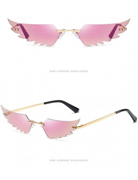 Square Sunglasses Polarized Protection Frameless Colorful - Pink D - CF1983QA3QH $7.05